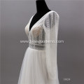 Supplier Manufacturer Lattice Lace Pattern High Neckline long sleeve gown wedding